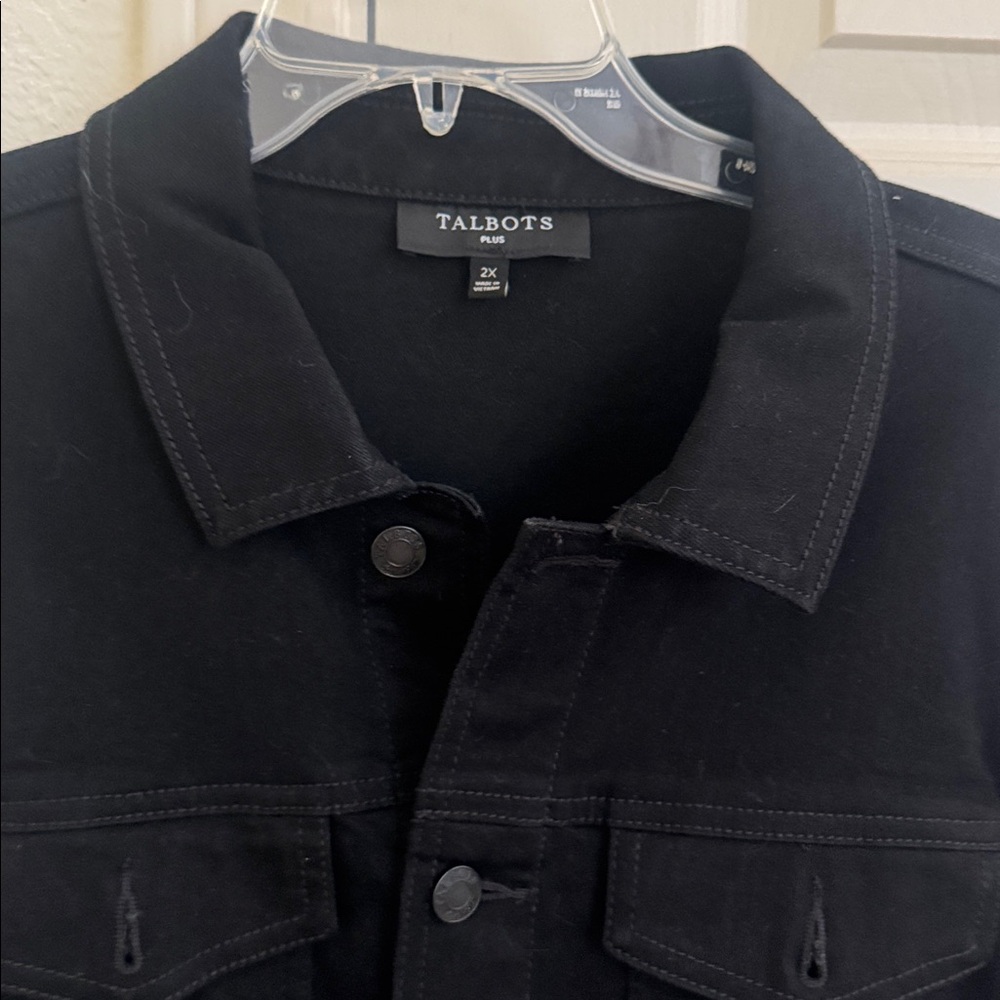 LIKE NEW, Talbots black denim jean jacket.
